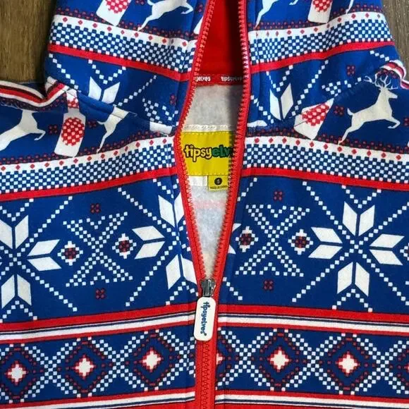 Tipsy Elves Christmas Onesie Men’s Small Red Green Holiday Pajamas - Picture 2 of 6